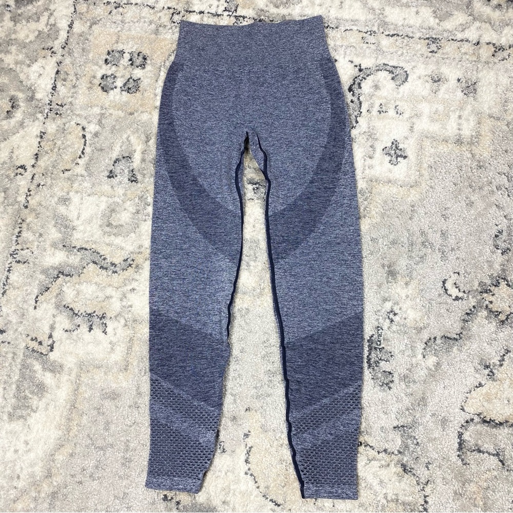 VS PINK Seamless Mesh Laser Cut Leggings Blue Gray Small - Picture 2 of 7